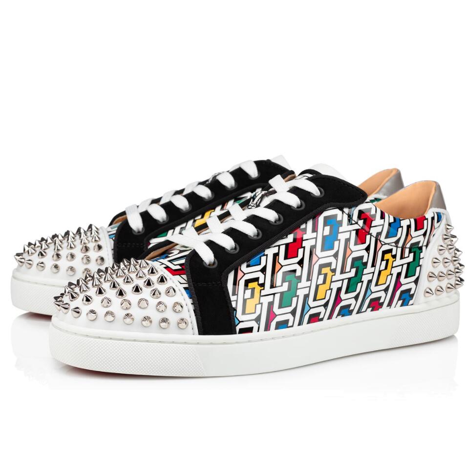 

Top Luxury Vieira 2 Spikes Red Bottom Sneakers Shoes Wholesale Casual Walking Famous Men,Women Rubber Sole Party Time Couple Trainers, Black