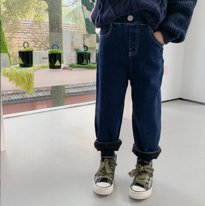 

Jeans 2021 Arrival Girls Boys Denim Thicken Long Pants Winter Fashion Kids Jean 2-8 Years PW111, Blue