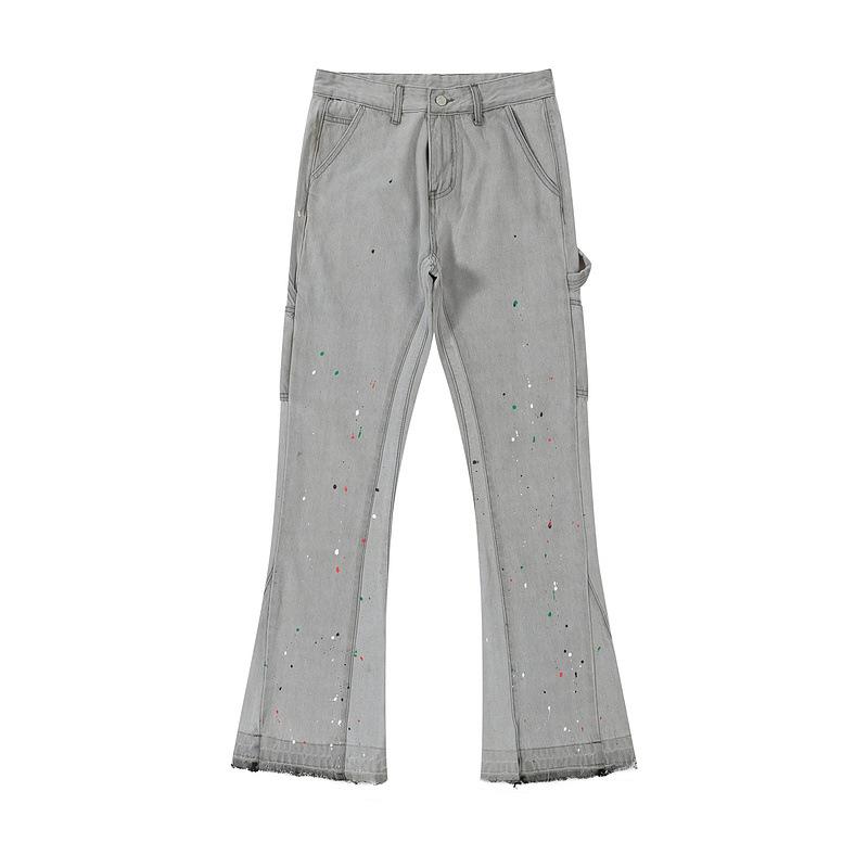 

Men' Jeans Eukaaru High Street Straight Flare Pants Men Streetwear Hip Hop Oversized Women Loose Baggy Fashion Trousers, Light grey