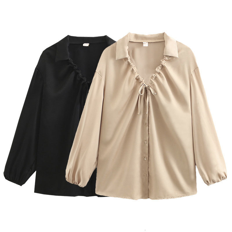 

Women's Blouses & Shirts Plus Size Woman Casual Loose Single-breasted Long Sleeve Blouse Mujer Blusa Femme Tops JQW8, Apricot