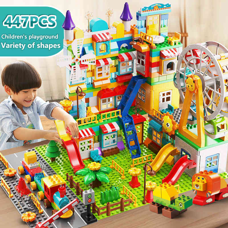 

171-269PCS Marble Race Run Big Size Block Building Blocks Funnel Slide Blocks DIY Educational Big Brick Toys For Children Gift K716