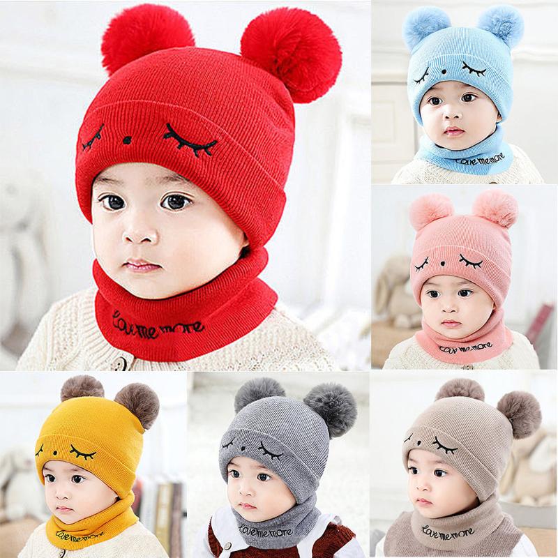 

Caps & Hats Born Kids Baby Boy Girl Pompon Hat Winter Warm Knit Crochet Beanie Cap Scarf Children's Outdoor Cute Comfortable, Yellow