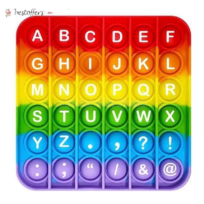 

Rainbrow English alphabet Numbers Fitget Toys Push It Game for Adult Kid Bubble Fidget Sensory Toy Autism Special Needs Stress Reliever Figet Speelgoed DHL BS03