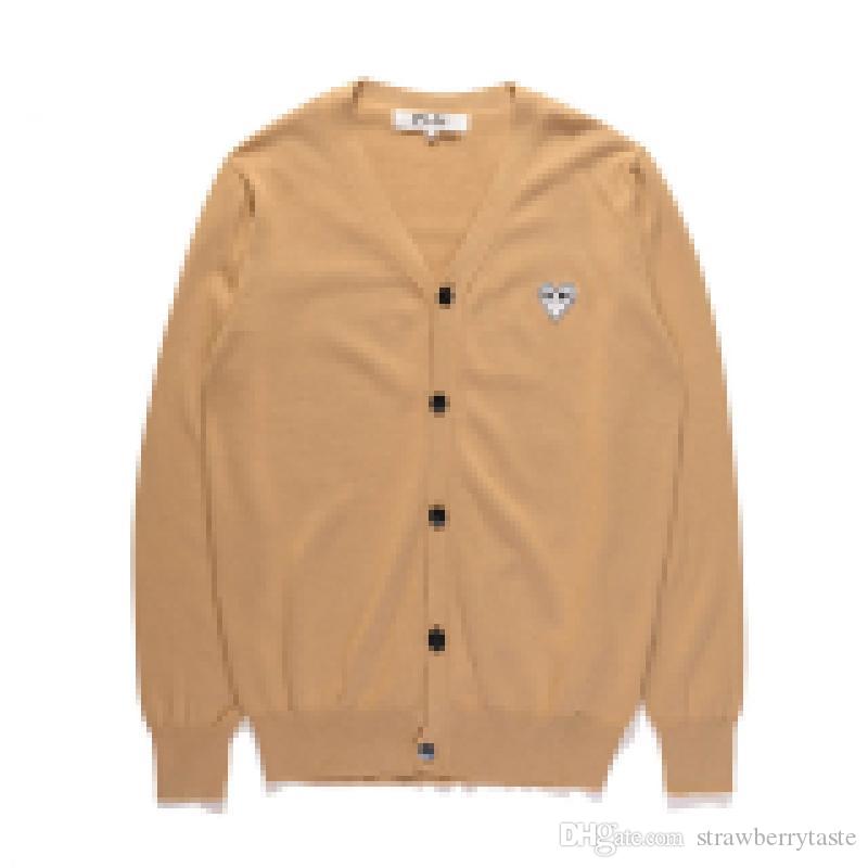 

NEW Best Quality Com Des Garcons C216-2 Royal Blue White Heart cardigan Unisex Casual Thin V-Neck Sweater shirts CDG Play Hoodie Coat