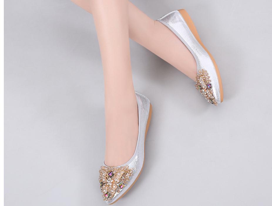

2021 Spring and Autumn shoes with New style fashion Slope heel pointed end sequined cloth Women's shoes #210, Silver