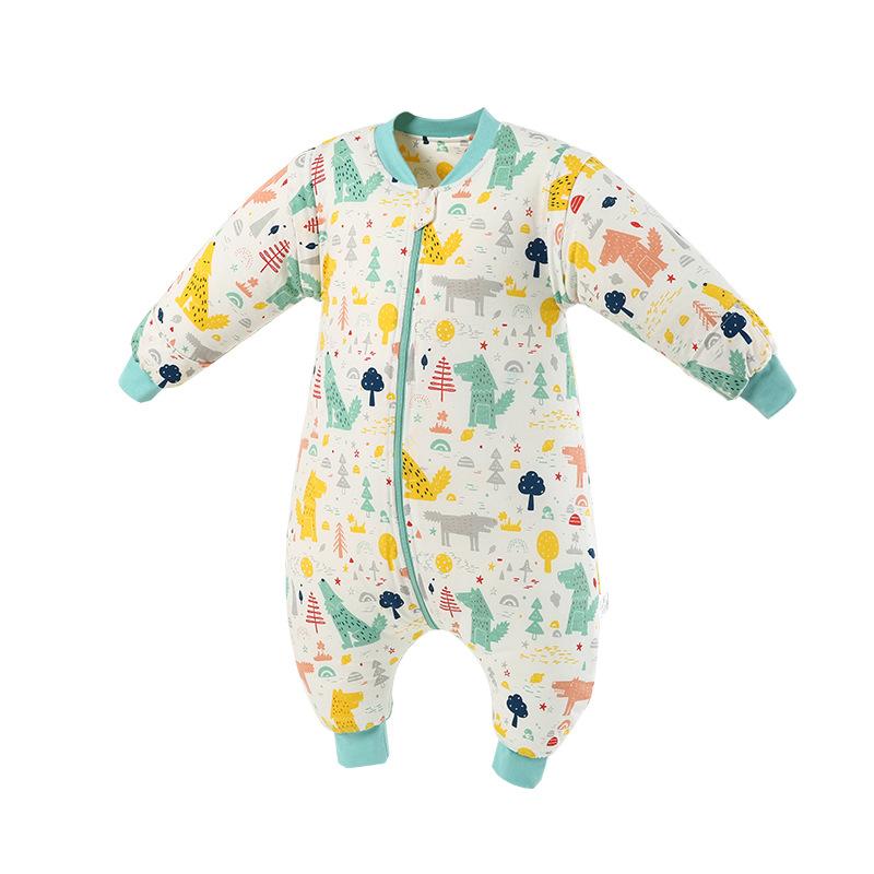

Yoga Outfit Baby Pajamas Spring Split Leg Long Sleeve Kick Proof Quilt Pure Cotton Autumn And Winter Children's Sleeping Bag