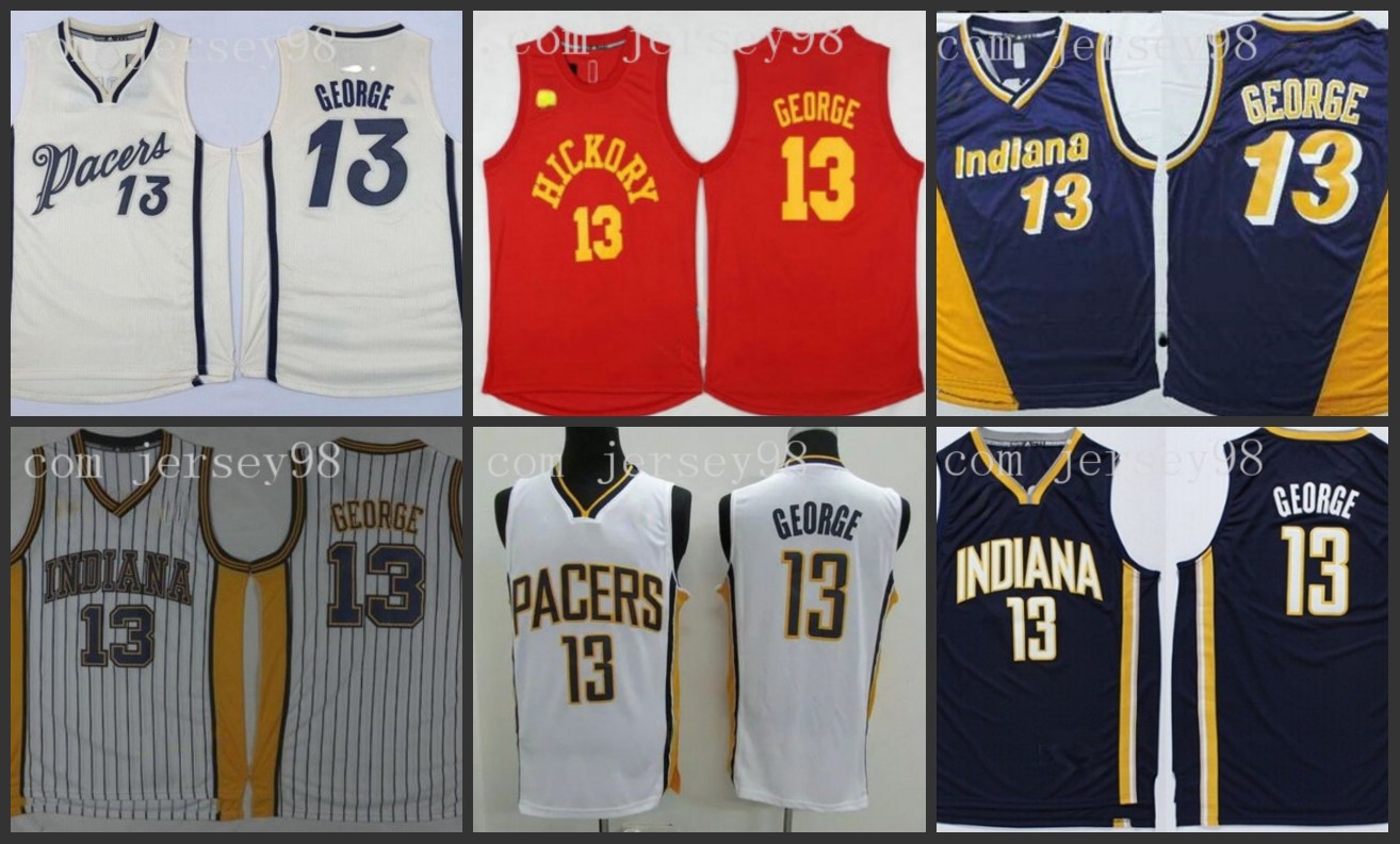 

Indiana Pacers Navy #13 Paul George retro Basketball Jersey, Black