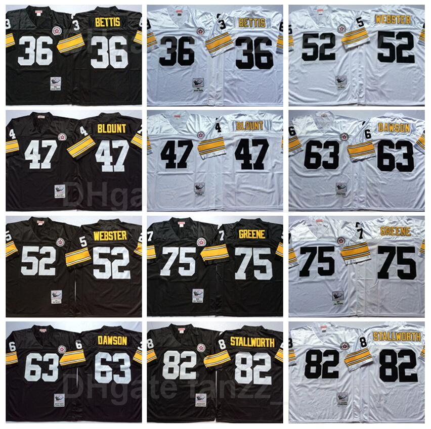 

NCAA Vintage Football 36 Jerome Bettis Jersey Retro 47 Mel Blount 52 Mike Webster 63 Dermontti Dawson 75 Joe Greene 82 John Stallworth, 36 black