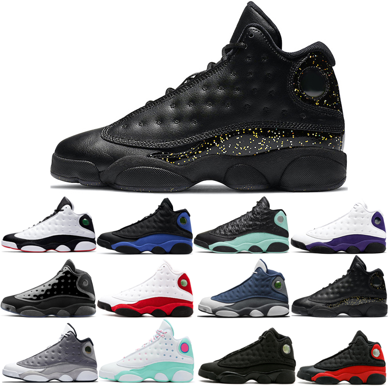 

Basketball Shoes 13s Original Atmosphere Grey Aurora Green and Gown Gold Glitter Royal Island Lakers Lucky Starfish Red Flint Playground Starfish, Obsidian