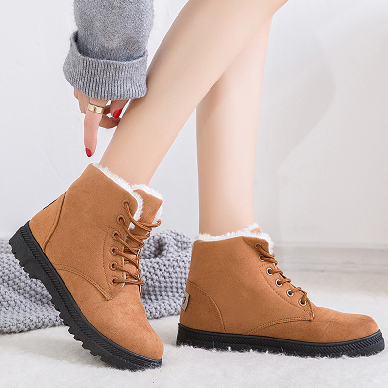 

Boots Women Warm Plush Winter Shoes For Woman Snow Platform Botas Mujer Plus Size Ankle Female Heels Booties KECN, Gray