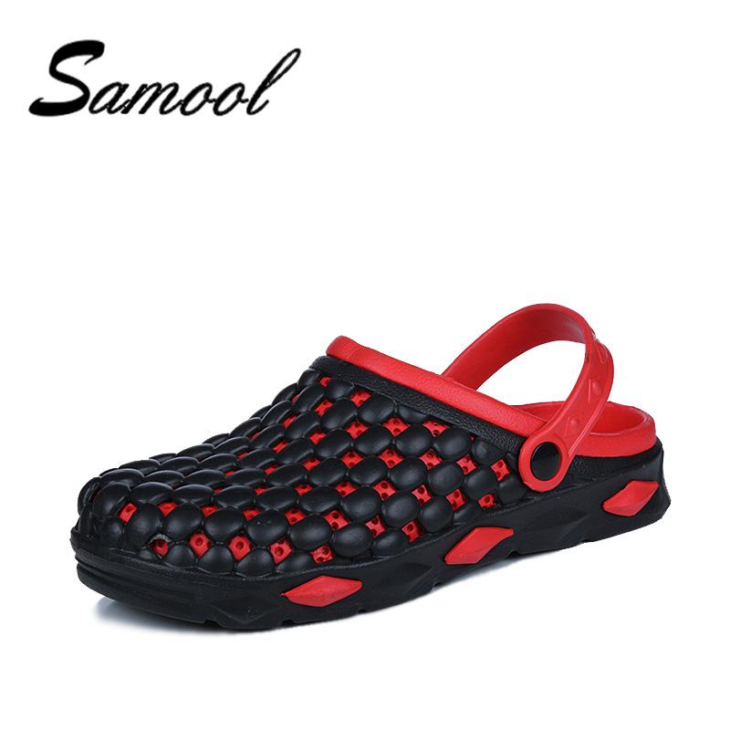 

Sandals Samool Men's Summer Slippers Shoes Fashion Mesh Unisex Beach Casual Flat Slip On Flip Flops Zapatos Hombre IX5, Black