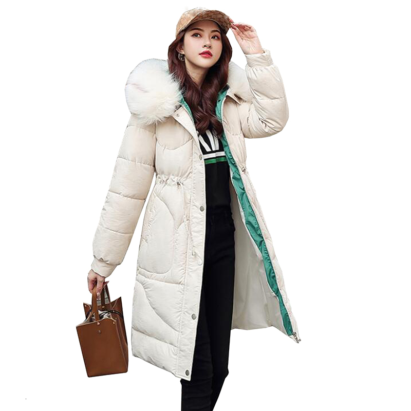 

down Plus size Winter jacket Fashion Women Hooded Slim Long Coat Thicken Warm Jackets Down Cotton Padded Outwear Parkas, Black