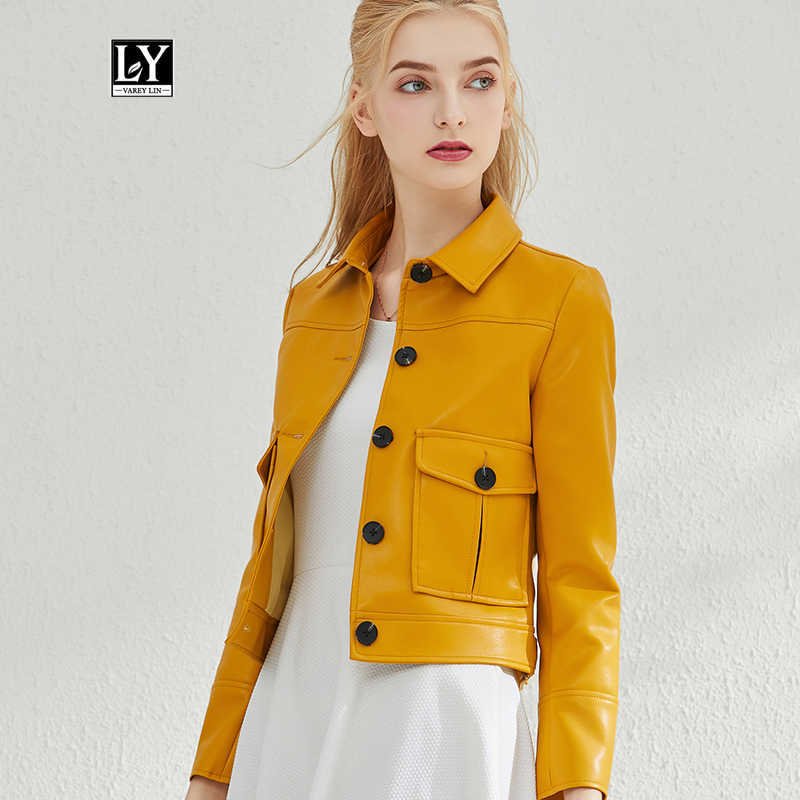 

Ly Varey Lin Women Pu Biker Faux Soft Leather Jacket Turndown Collar Single Breasted Coat Female Street Short Outwear 210526, Pink