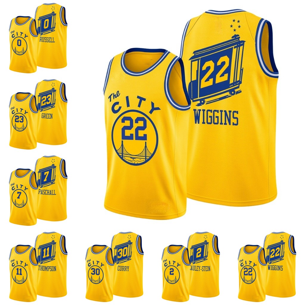 

GoldenStateWarriorsMen D'Angelo Russell Klay Thompson Andrew Wiggins Stephen Curry Eric Paschall Draymond Green Jersey