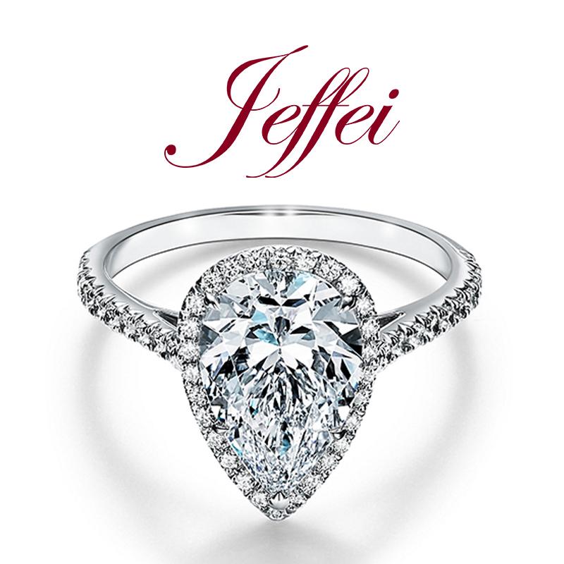 Wedding Rings 2CT Pear-shaped Cut Trendy 925 Silver Platinum Plated Imitation Diamond Beaded Inlay Classic Jewelry For Women