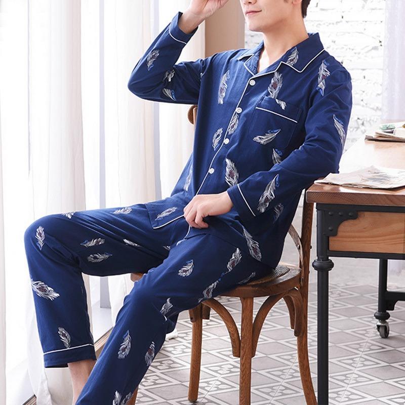 

Men's Sleepwear Autumn Winter Cotton Pajamas Letter Striped Cartoon Pajama Sets Casual Sleep&Lounge Pyjamas Plus Size Pijama, Black;brown