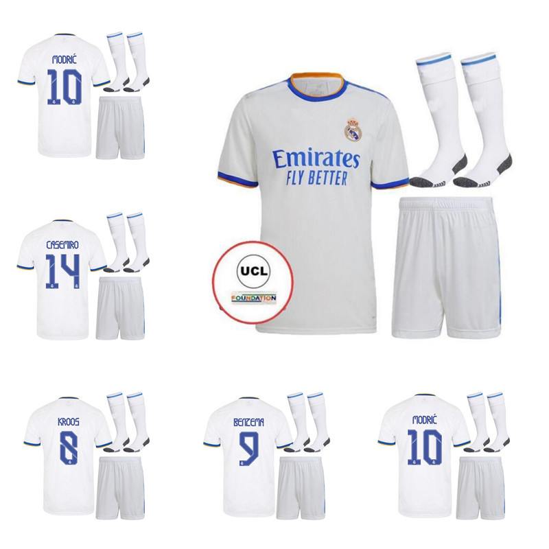 

kids 21  BENZEMA REAL MADRID soccer jerseys ALABA HAZARD SERGIO RAMOS ASENSIO MODRIC MARCELO 2021 2022 camiseta football shirt KROOS, White