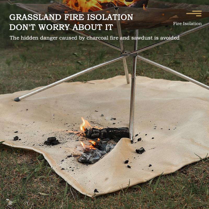 

Outdoor Pads Fire Pit Mat Fireproof Camping Stove Grill Blanket For Ground Patio Deck Lawn Campsite Fiberglass Ember Square 80x100CM