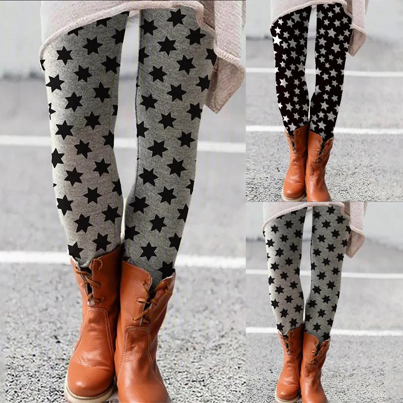 

Women's Pants & Capris Fashion Womens Star Printed High Waist Pocket Elastic Trousers Ladies Casual Strethcy Sportpants Pantalones Mujer A40, Black;white