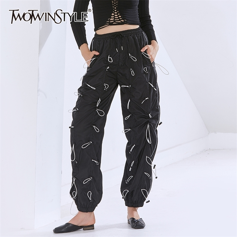 

Loose Pants For Women High Waist Patchwork Drawstring Plus Size Casual Trousers Female Autumn Fashion Clothing 210521, Aspicture3