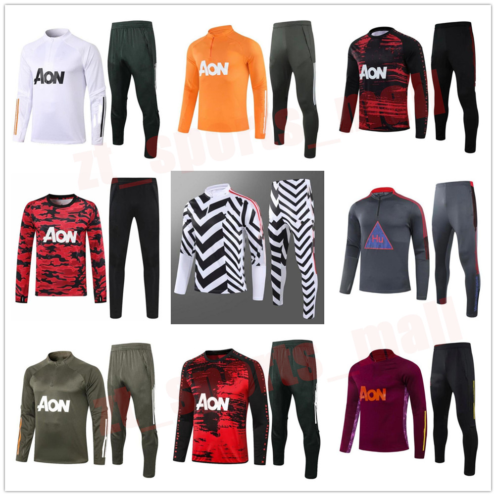 

20 21 man utd adult tracksuit training suit Survetement 2021 RASHFORD POGBA B.FERNANDES United football jacket jogging set, As shown in illustration