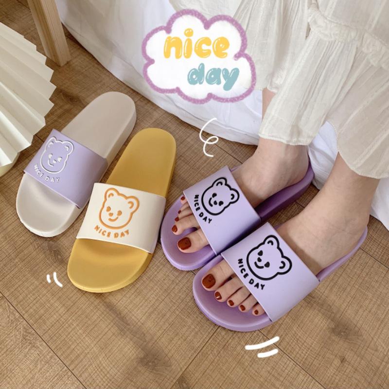 

Summer Slippers Ladies Shoes Flip Flops Beach Bathe Women Slide Sandals Cartoon Animal, Black