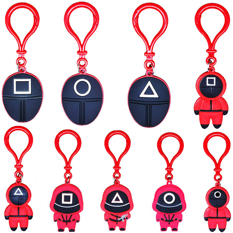 

Straps Squid Game Keychain PVC Soldier Spopular Series Are Still Missing Your Keychains Mini Doll Key Ring Car Backpack X1013C
