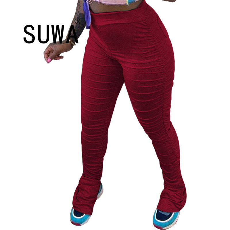 

Simenual Official Store Sport Pants Oversized Joggers Women Neon Trousers Vintage High Waist Skinny Stacked Sweatpants 210525, Black