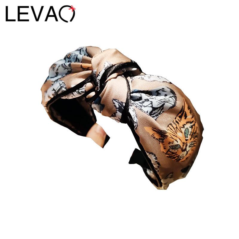 

Hair Accessories LEVAO Cat Headband Top Knot Women Hoop Hairbands Vintage Fabric Headwrap Bezel Girls Headwear