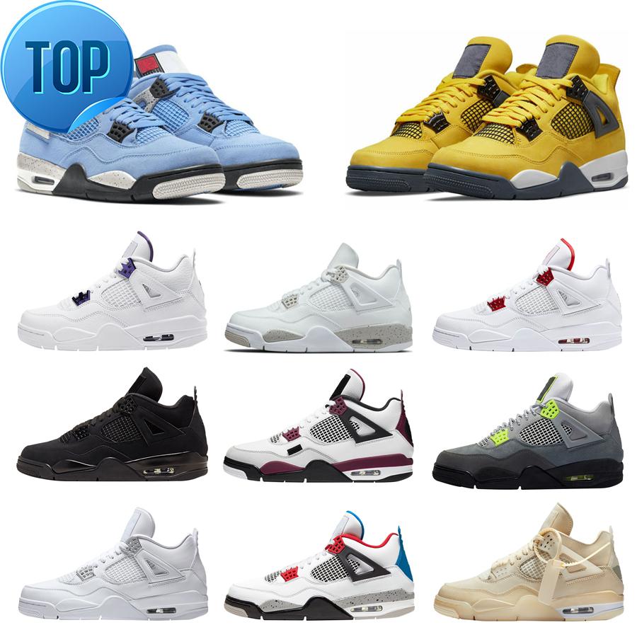 

2022 Mens Basketball Shoes 4 University Blue Sail Red Court Purple Black Cat 4s Volt Bred Cactus Jack Pure Money Royalty Men Women Sneakers, Color#30
