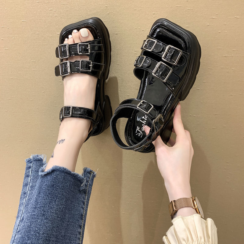 

dress shoes fashion platform sandales heel buckle basic women female sandals summer sandalias 6eas l8bp, Black