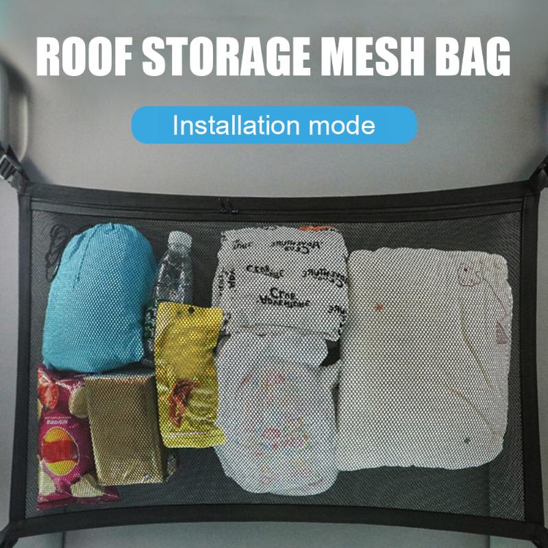 

8kg Ceiling Storage Net Supplies Easily Installation Auto Interior Capacity Car Travel Pocket Personal Elements Organizer