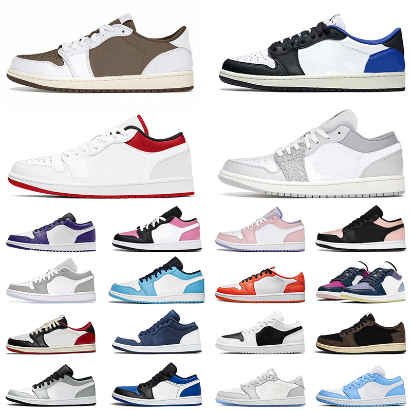 

Original Jumpman 1 1s Low OG Basketball Shoes For Mens Reverse Mocha Black Toe Grey TS x Fragment University Red Crimson Tint Men Women Trainers Designer Sneakers, Triple white 36-45