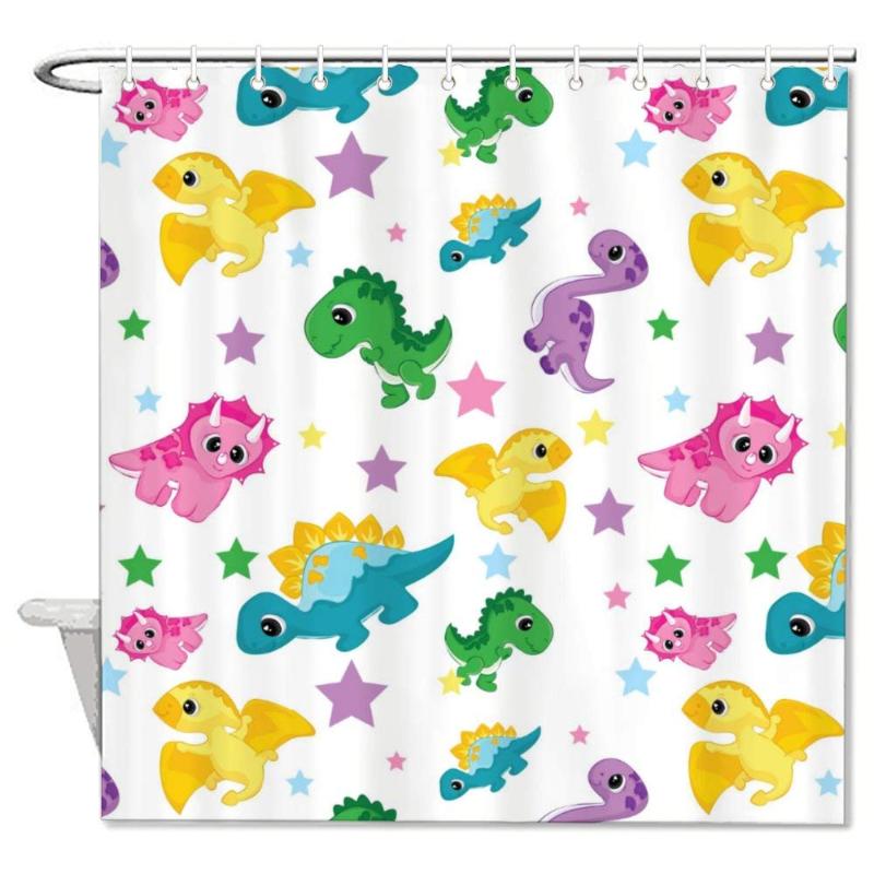 

Dinoaur Character And Tar Bath Curtain Bathroom Shower El Quality 60 X 72 Inch Curtains
