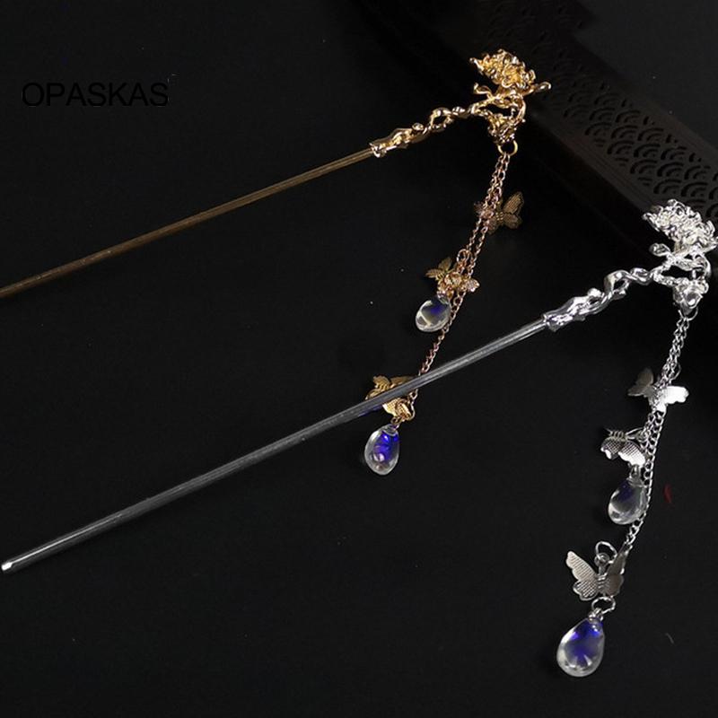 

Hair Clips & Barrettes Flower Stick With Butterfly Tassel Chinese Style Hanfu Clothing Chopsticks Styling Accessories For Women ET, Golden;silver