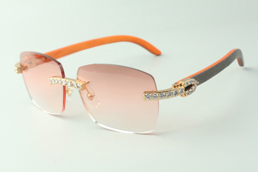 

Designer XL diamond sunglasses 3524025 with orange wood arms glasses, Direct sales, size: 18-135mm