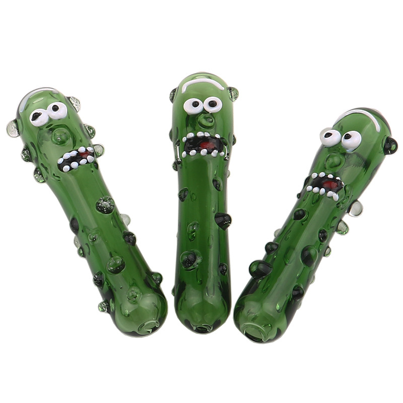 

Funny glass pipe new design cucumber heady tobacco hand smoking pipes spoon style wholesale