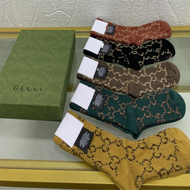 

2021 Autumn women Modern Sports embroidery sock fashion classic design socks high quality Gletter pattern underwear dcdvdbfd, Style-1