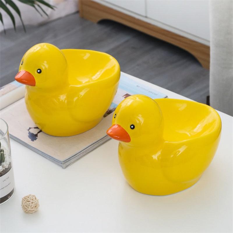 

Cat Bowls & Feeders Food Bowl Ceramic Duck Shape Tilting High Feet To Protect The Cervical Spine Dog Drink Water Feeding Container Pet Suppl