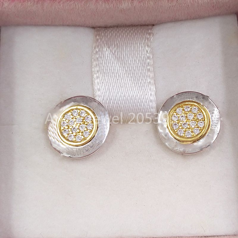 

Authentic 925 Sterling Silver Studs Pandora Signature Stud Earrings, Clear Cz Fits European Pandora Style Studs Jewelry 296230CZ