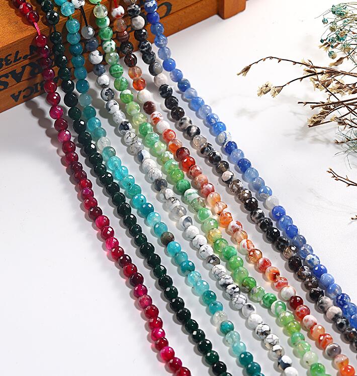 

New Agate Stone Loose Beads Pick Size 6MM High Quality Strand Bead Geometric Natural Stone Charms Handmade DIY Stretch Bracelet wjl5425, Black