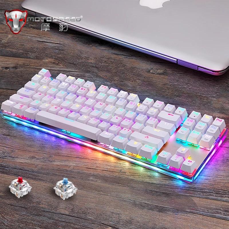 

Keyboards Motospeed K87S Mechanical Keyboard Wired Gaming USB 87 Keys Red Blue Switch Colorful Backlight For Computer Game Player