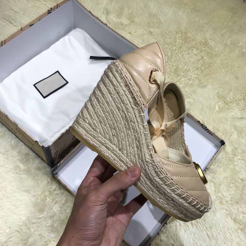 

2021 high-heeled sandals thick bottom light twine braided cross strap fisherman shoes wild wedge comfortable canvas shoes, Red