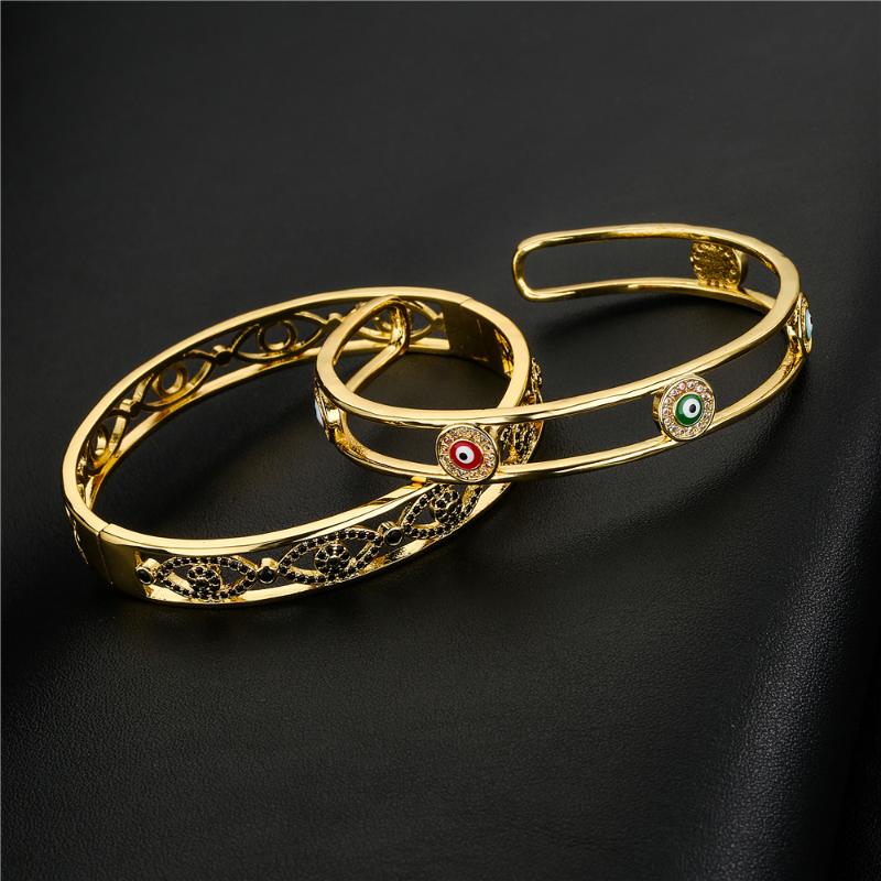 

Bangle S925 European And American -selling 18K Gold Plated Oil Dropping Zircon Devil's Eye Bracelet