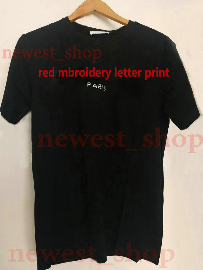 

2021 paris Europe Designer tshirts High Quality red embroidery letter print T Shirt mens T-shirt cotton top t shirts Fashion Womens Casual Tee, White
