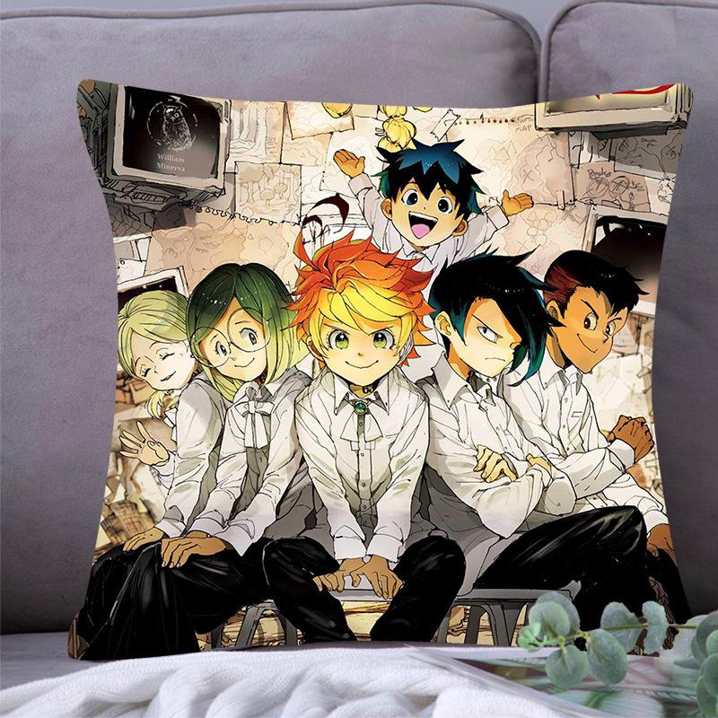 

The Promised Neverland Anime Cute Throw Pillow Polyester Square Couch Pillowcase 40*40 CM Chair Cushion For Bedroom Sofa