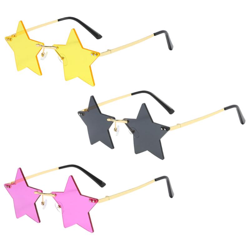 

Sunglasses Fashion Star Pentagram Personality Outdoor Shopping Traveling Shades Eye Glasses Frameless Colorful