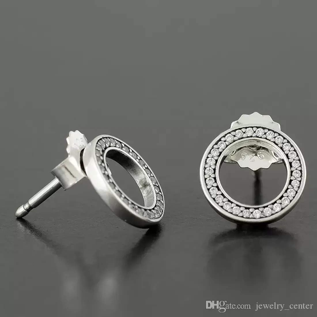 

Genuine Classic design 925 Sterling Silver Circle Stud Earring with Original box for Perpetual Pandora Crystal Earrings with logo