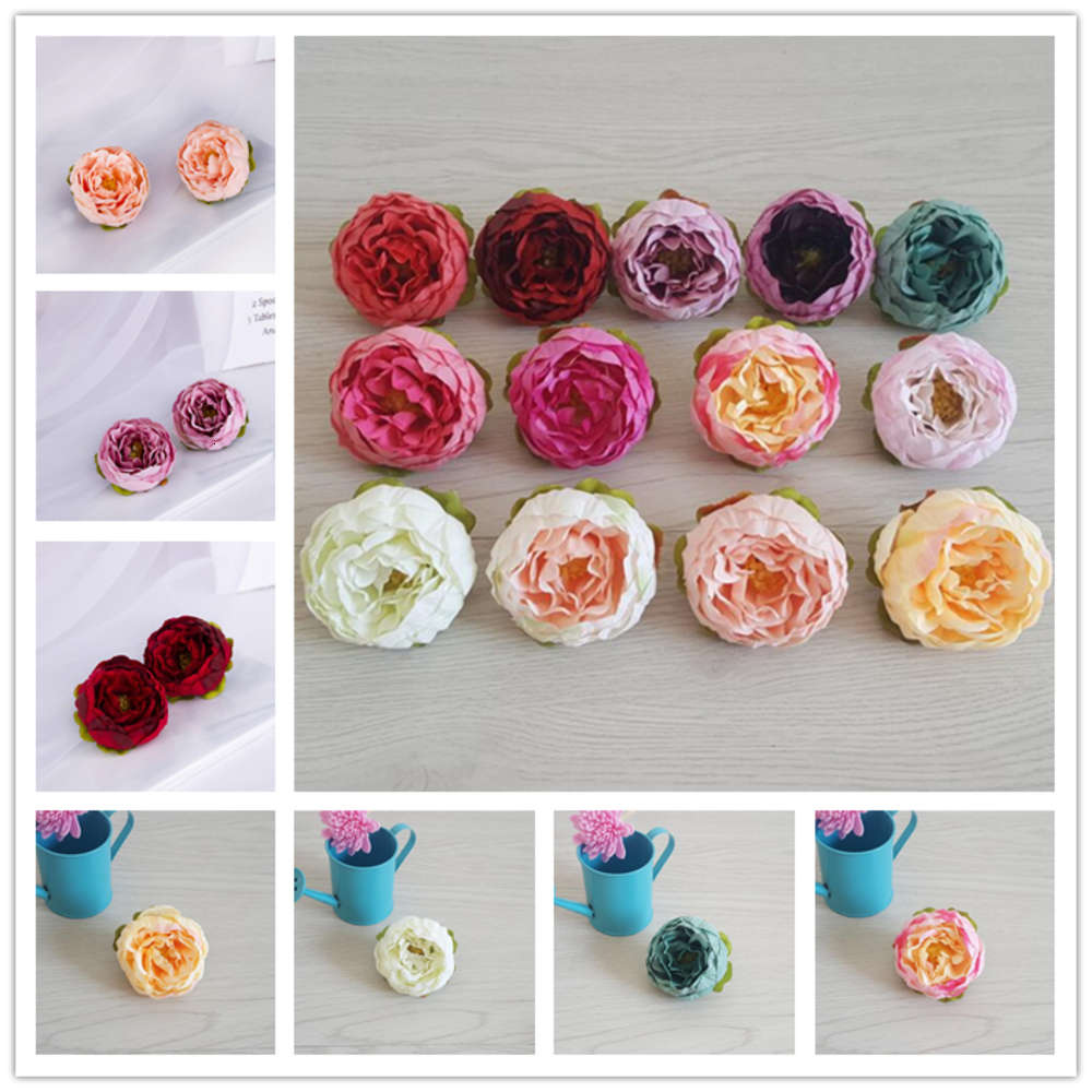 

Flowers Artificial Silk Peony Heads Home Party Wedding Decoration Supplies Simulation Fake Head Diy Garland Wall Archway