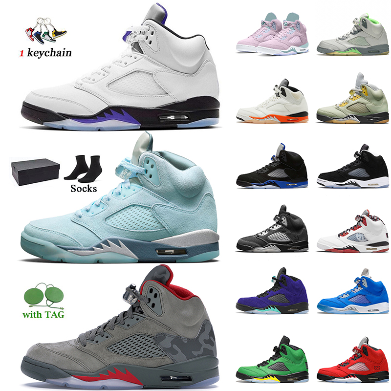 

2022 Men Women Jumpman 5 5s Basketball Shoes Designer High Cut Trainers Sports Concord Bluebird Camo Easter UNC Shattered Backboard What The Sail Designer Sneakers, B45 green bean 40-47